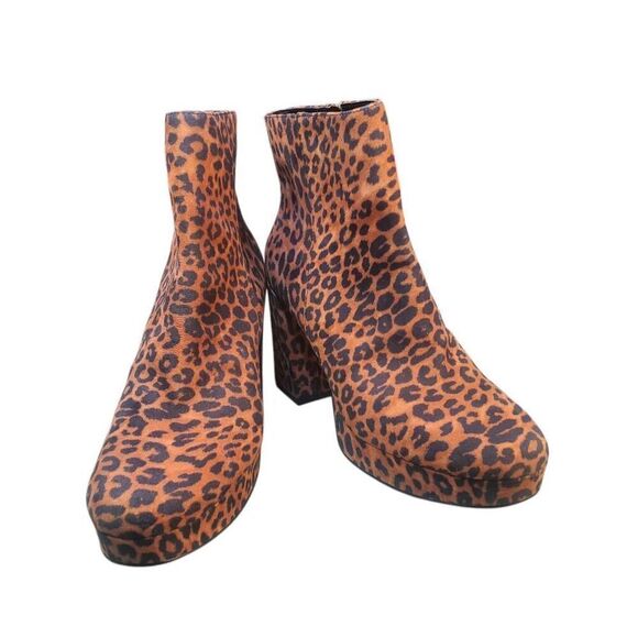 Jessica Simpson Womens Rexura Platform Faux Suede Leopard Print Ankle Booties - Picture 3 of 10